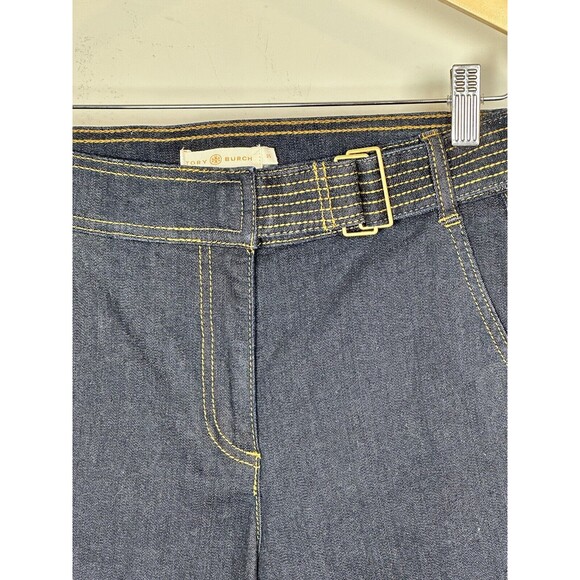 Tory Burch Denim Culottes High Rise Dark Wash Cropped Jeans Size 25 - Picture 3 of 6